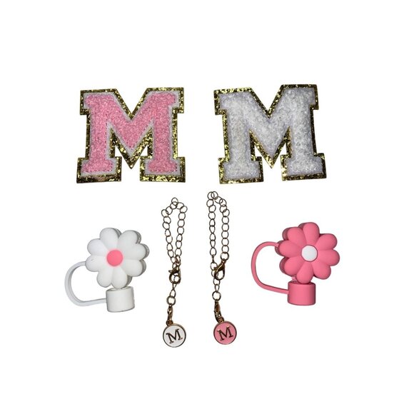 Other - Silicone Cup Accessory Pack Letter M - Monogram Initial Mug Bling Set
